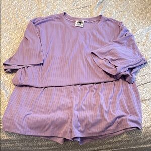 Purple Ribbed Lounge Set